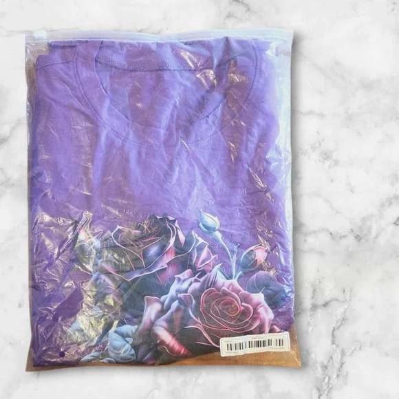 NWT Purple Floral Graphic Women's Top Size Large - Picture 6 of 6